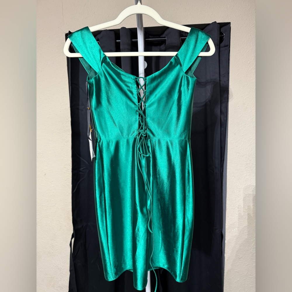 Elegant Green Satin Dress